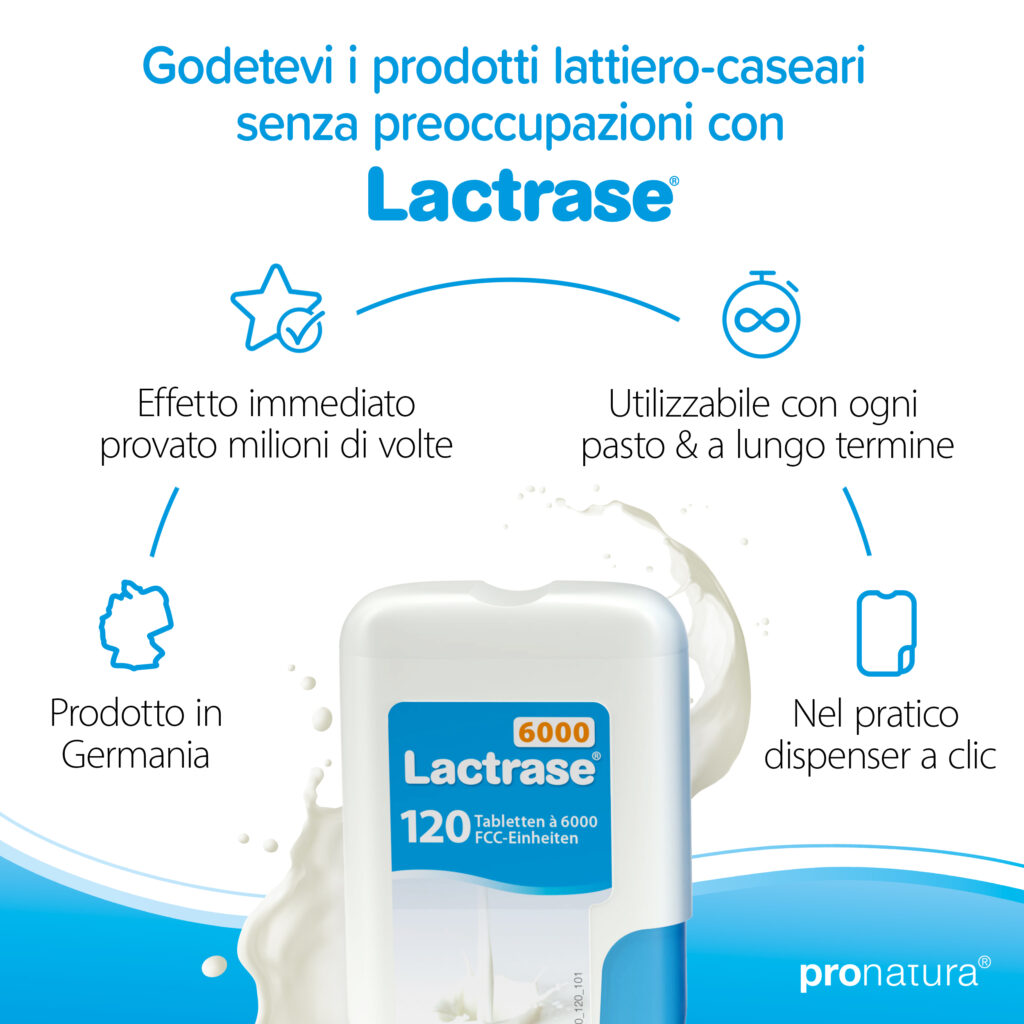 Le compresse e le capsule di Lactrase 6000 sono prodotte in Germania, hanno un effetto immediato che è stato dimostrato milioni di volte e possono essere utilizzate a ogni pasto e a lungo termine.